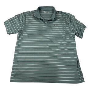 Under armour Mens loose polo.  Green with black stripes.  Size XL.  Golf tennis